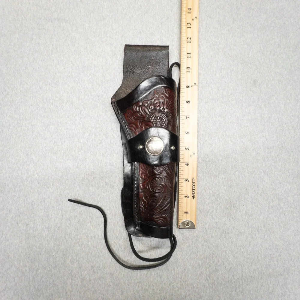 Unbranded Western‎ Drop Hand Tooled Leather Holster Floral Cowboy Saddle Strap